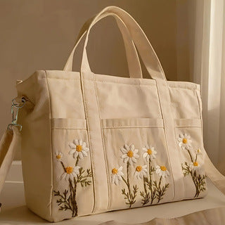 Daisy Bloom Canvas Tote Bag 🌼👜