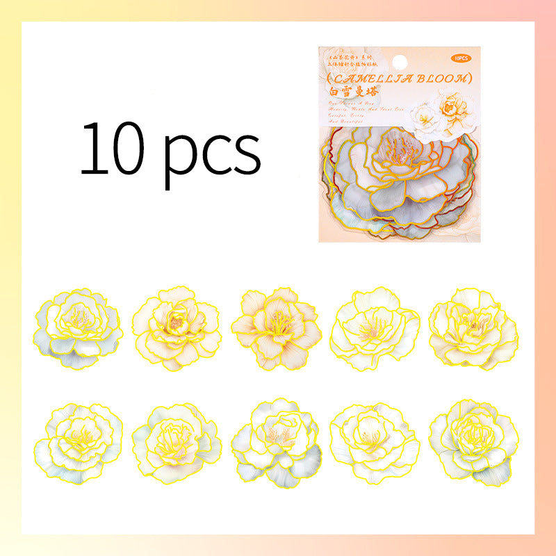 Camellia Bloom Floral Sticker Set – 10 Pieces