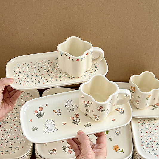 Pre - Order Cute Ceramic Mug Cup and Snacks Plate