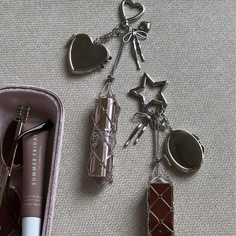 Viral Elegant Mirror Lipstick Bag Charm Holder Keychain Accessories