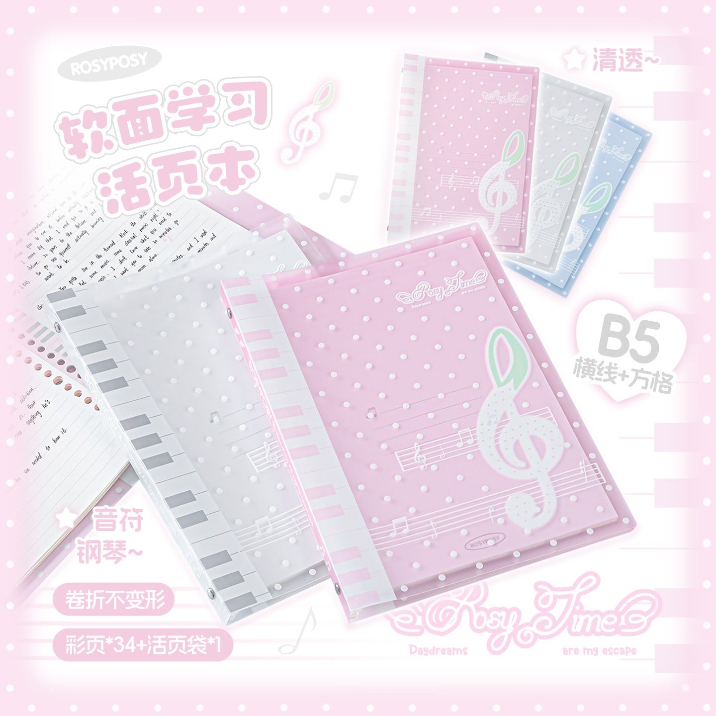 Pre - Order Rosy Posy B5 Music Binder