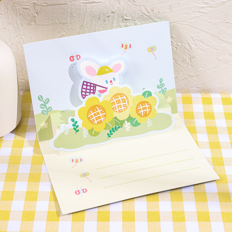 Kawaii 3D Pop-Up Wishes Greeting Card