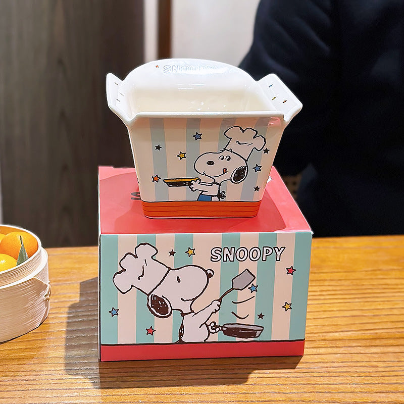 Snoopy Ceramic Popcorn Bowl – Cute Cartoon Snack Bowl 🍿🐶