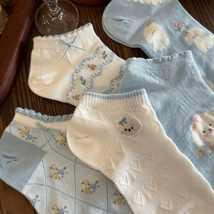 Blue Cloud Bunny Pastel Socks 🐰☁️🩵