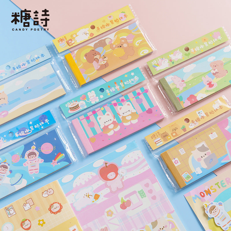 Set of 30 Sheets Pastel Story Stickers Book