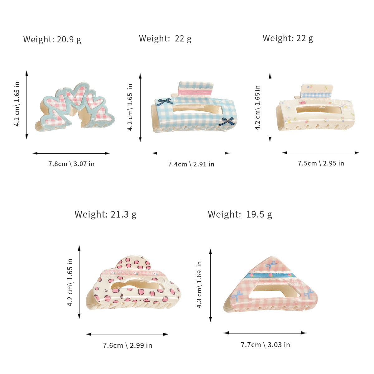 Premium Cute Patterned Hair Claw Clips Clutchers