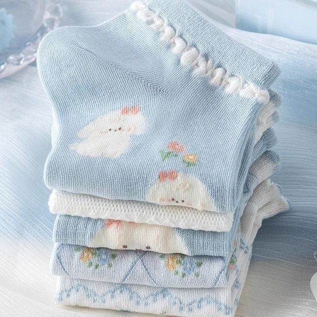 Blue Cloud Bunny Pastel Socks 🐰☁️🩵