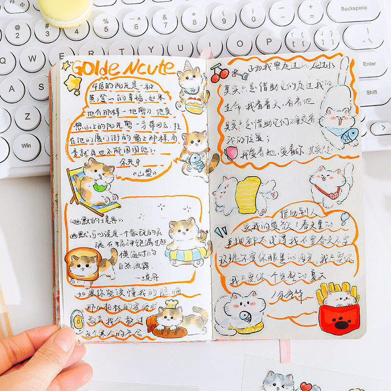 Set of 4 Playful Cat Kawaii Kitty Planner Stickers Sheets Pack