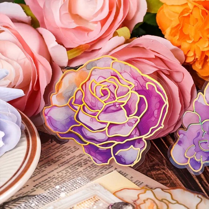 Camellia Bloom Floral Sticker Set – 10 Pieces