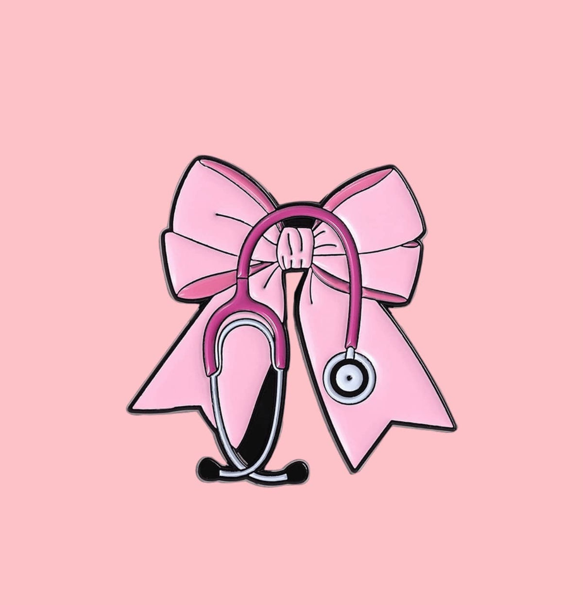 Pink Bow Stethoscope Medical Brooch Enamel Pin
