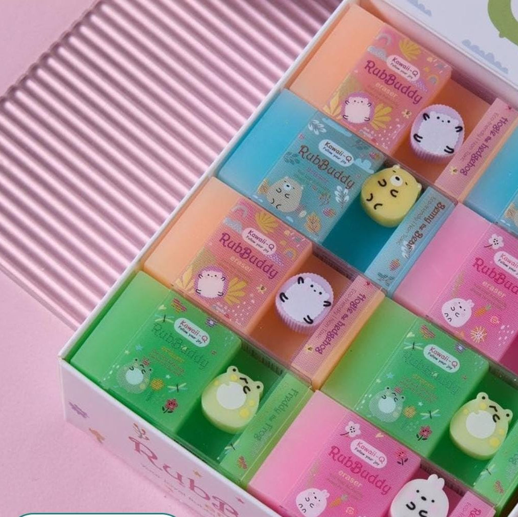 Kawaii RubBuddy Character Eraser 🐰🐸🌸