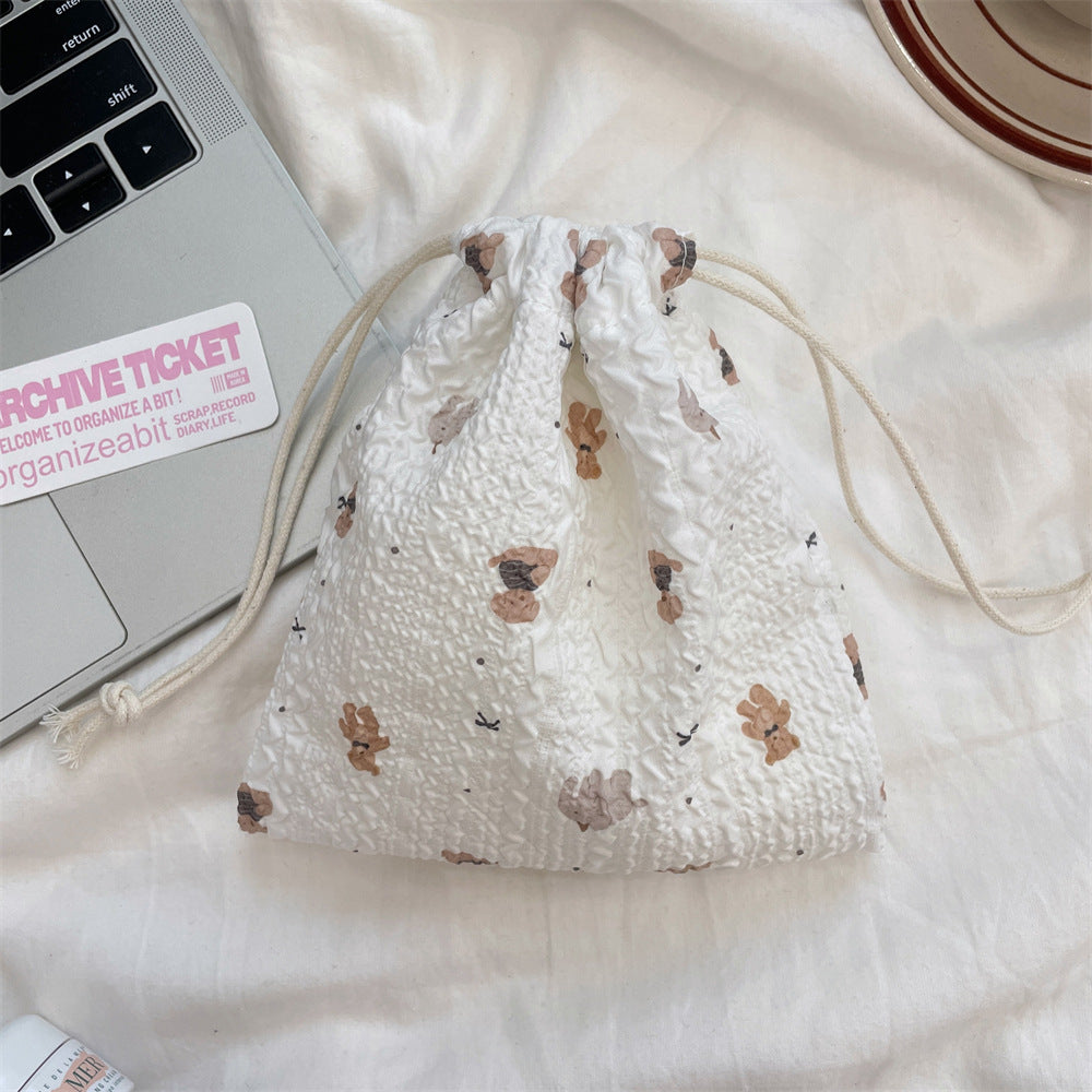 Cute Bear Floral Drawstring Bags