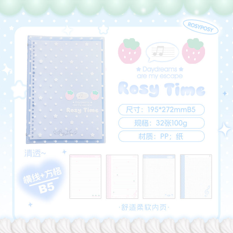 Pre - Order Rosy Posy Strawberry B5 Binder