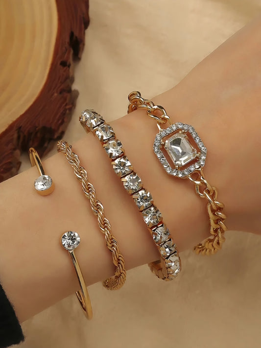 Sparkly Set of 4 Stone Bracelets