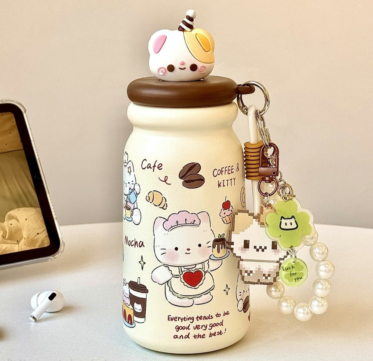 🎀 Kitty Café Companion Thermos Sipper Tumbler