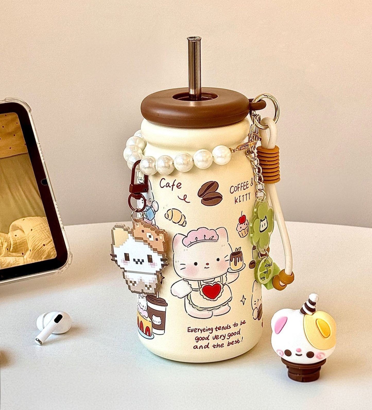 🎀 Kitty Café Companion Thermos Sipper Tumbler