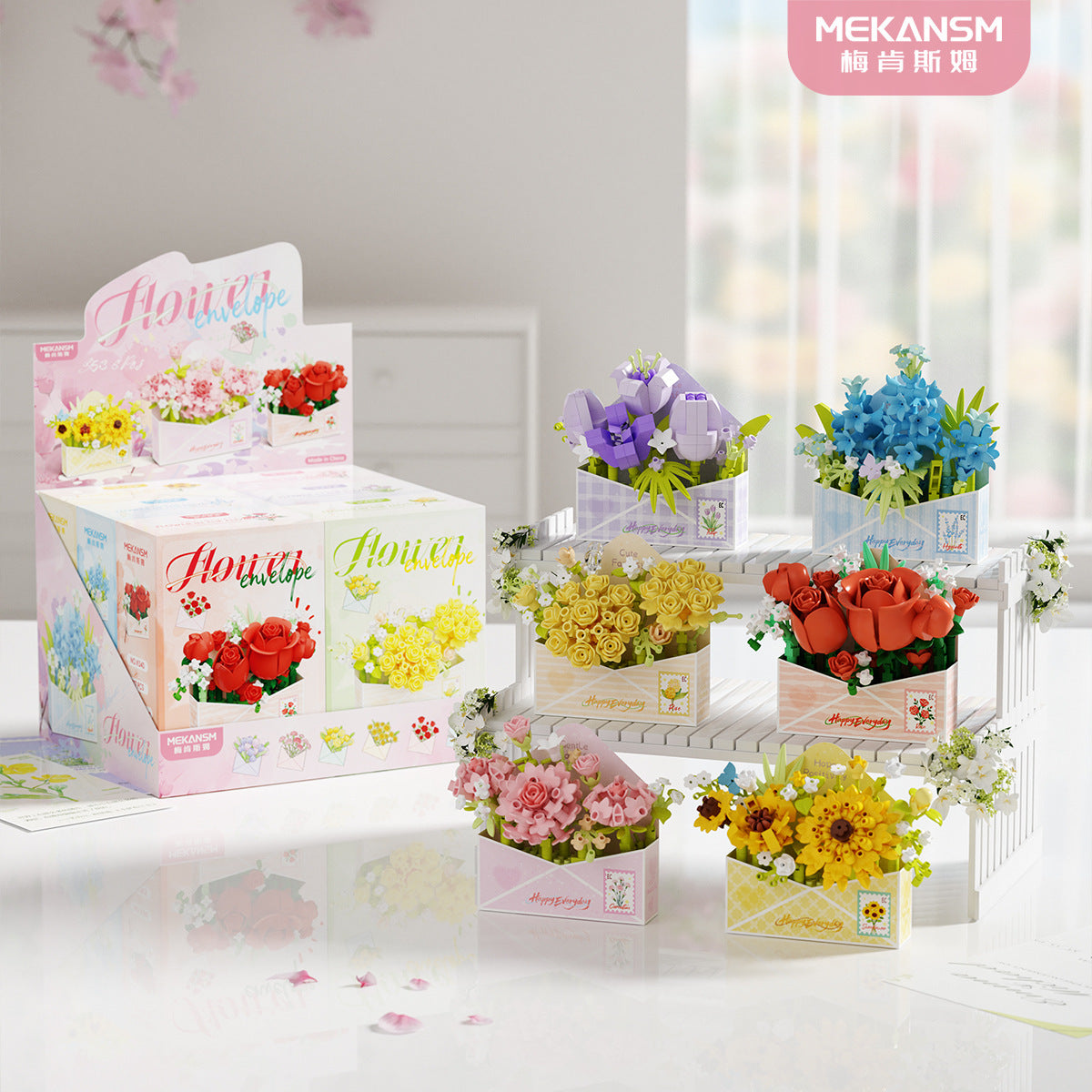 Mini Flower Envelope Building Block Set – Cute DIY Floral Bouquet
