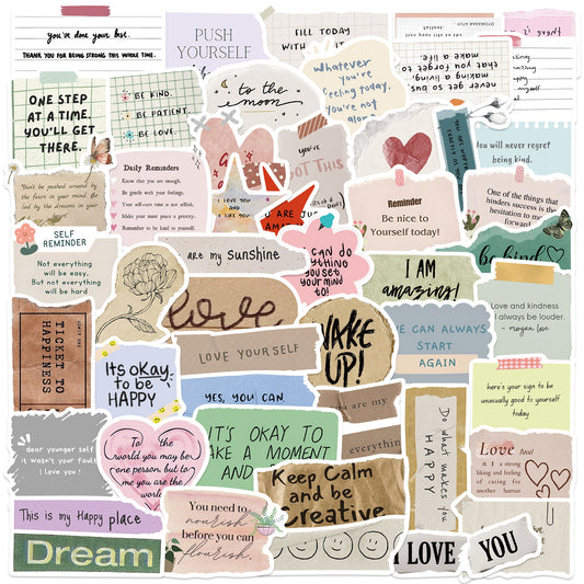 PS5 - 50 pcs Soft Pastel Affirmation Sticker Pack