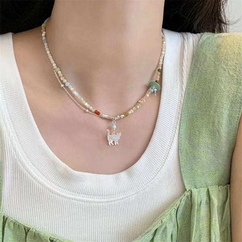 🐾 Purrfectly Pearly Cat Charm Necklace 🐱✨