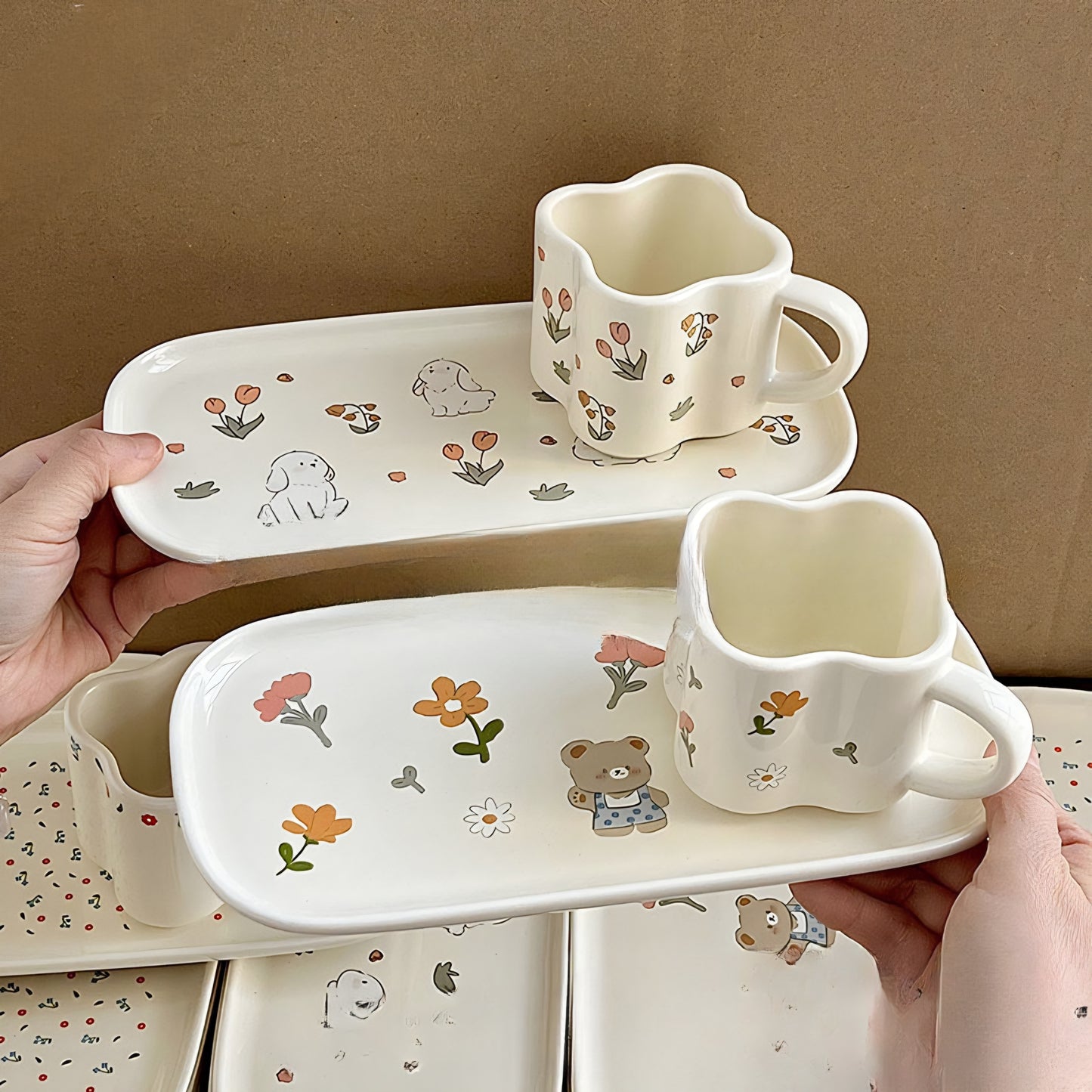 Pre - Order Cute Ceramic Mug Cup and Snacks Plate