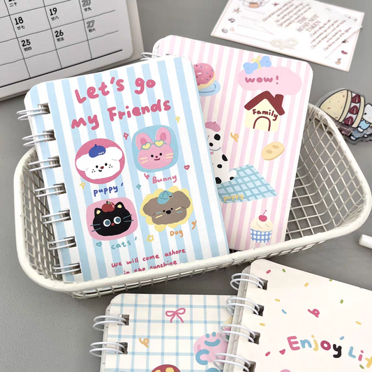 Pastel Pals Mini Spiral Notebook 🐶🐰