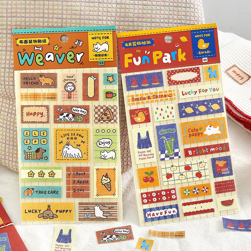 Kawaii Fabric Stickers Sheet – Cute Aesthetic Journal & Scrapbook Stickers