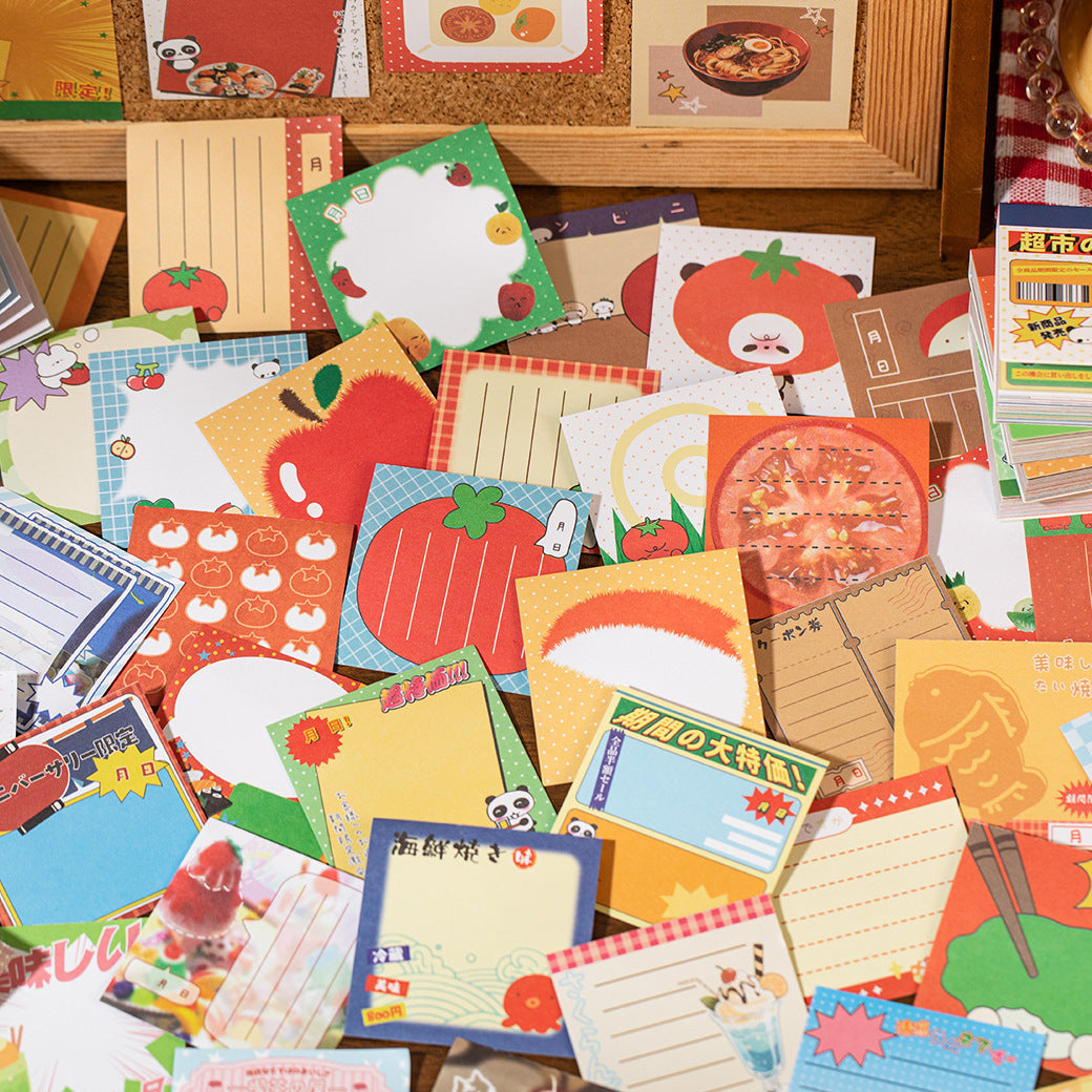 Retro Memo Sticker Pack Book 🍅🍮✨