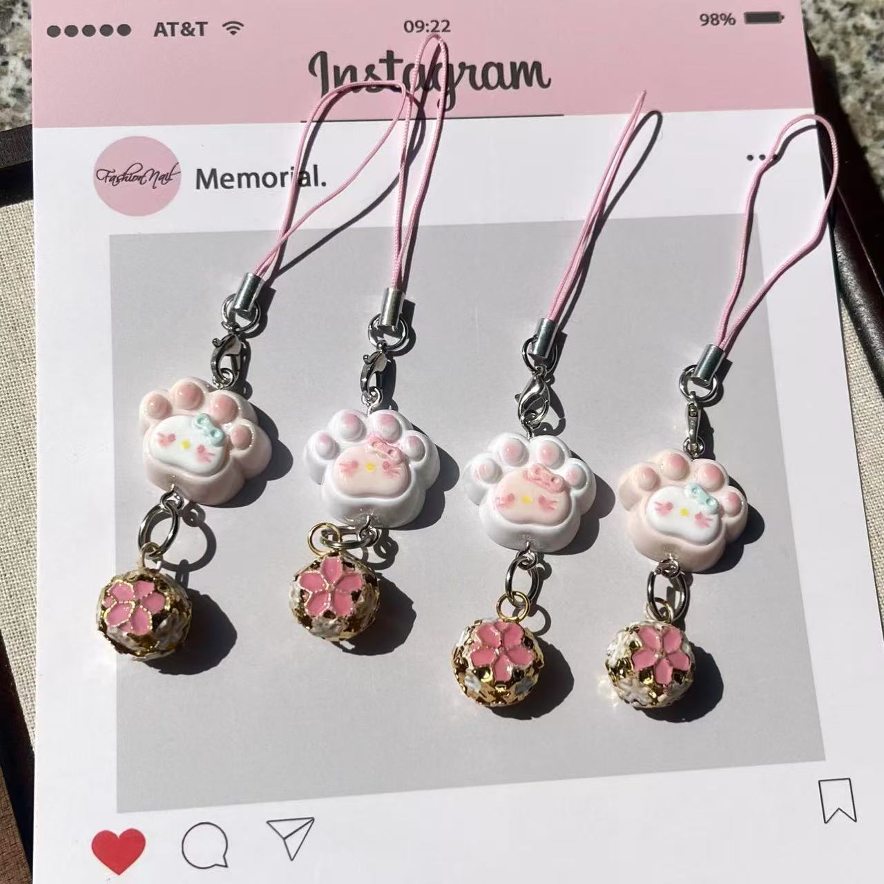 🎀 Hello Kitty Paw Keychains Phone Charms Tag 🐾✨