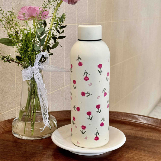 Cherry Tulip Garden Stainless Steel Bottle