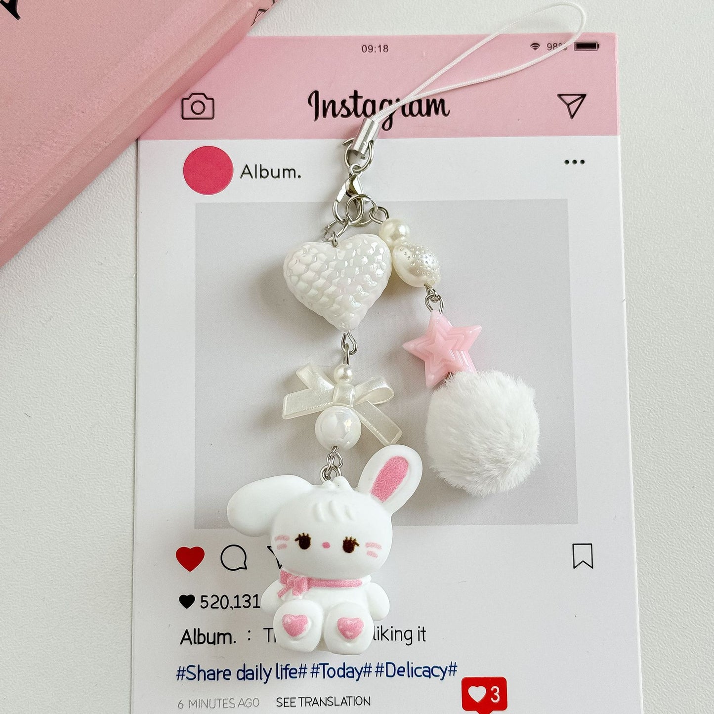 Mikko Dreamy Teddy & Bunny Charm Keychain Phone Charm Tag