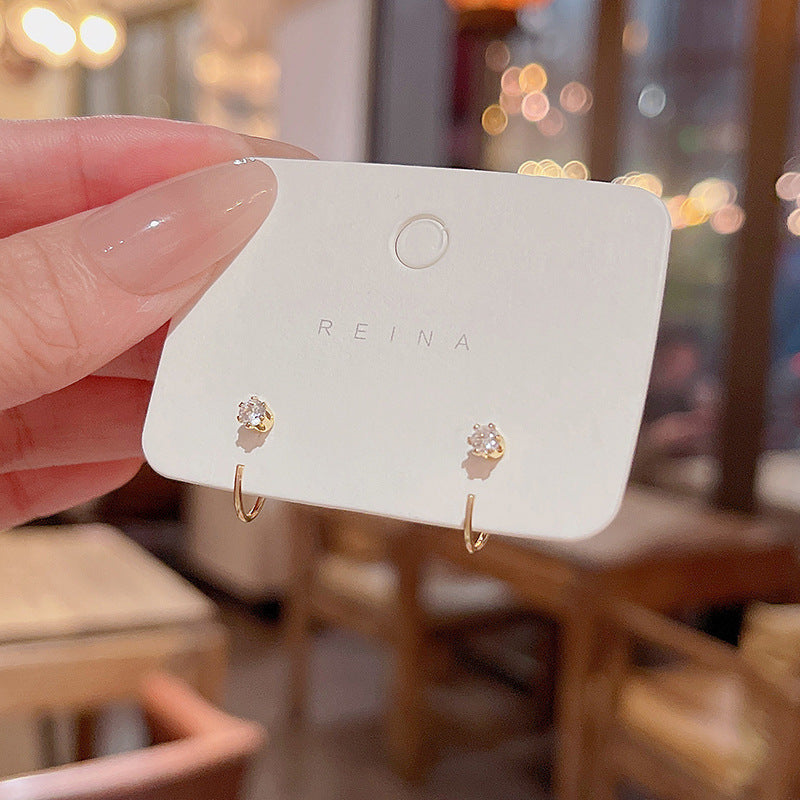 ✨ Korean Tiny Twinkle Gold Huggie Earrings 🌙💛