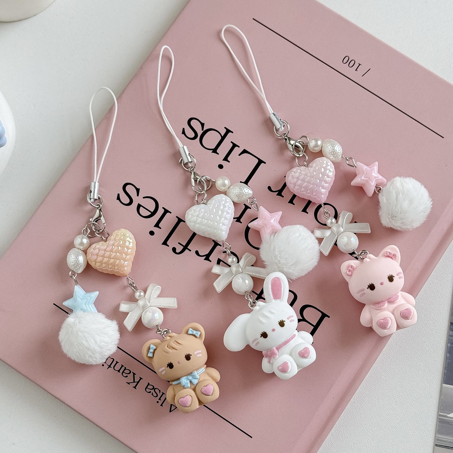 Mikko Dreamy Teddy & Bunny Charm Keychain Phone Charm Tag