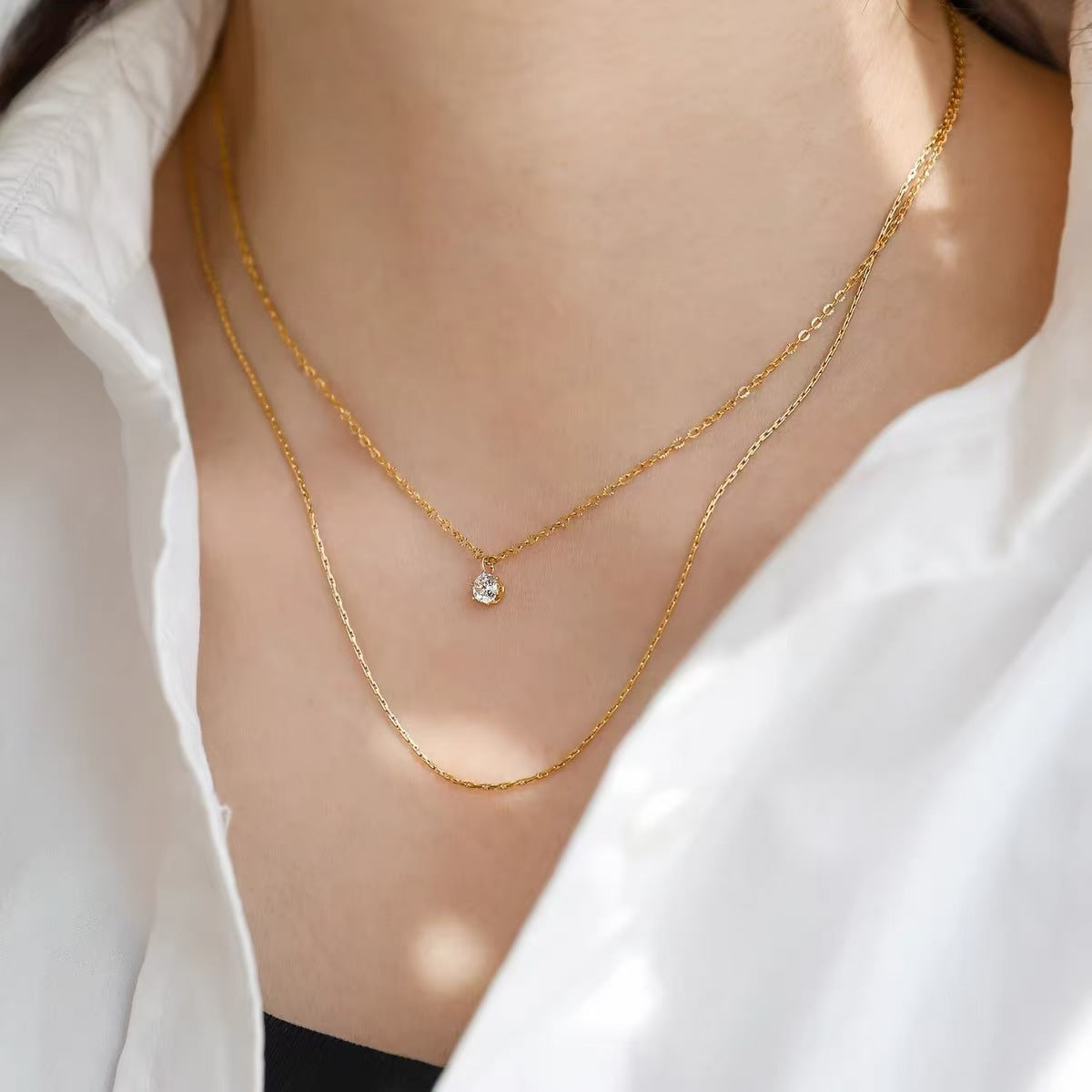 MM7 Korean Gold Waterproof Double Layer Neckchain Necklace Chain