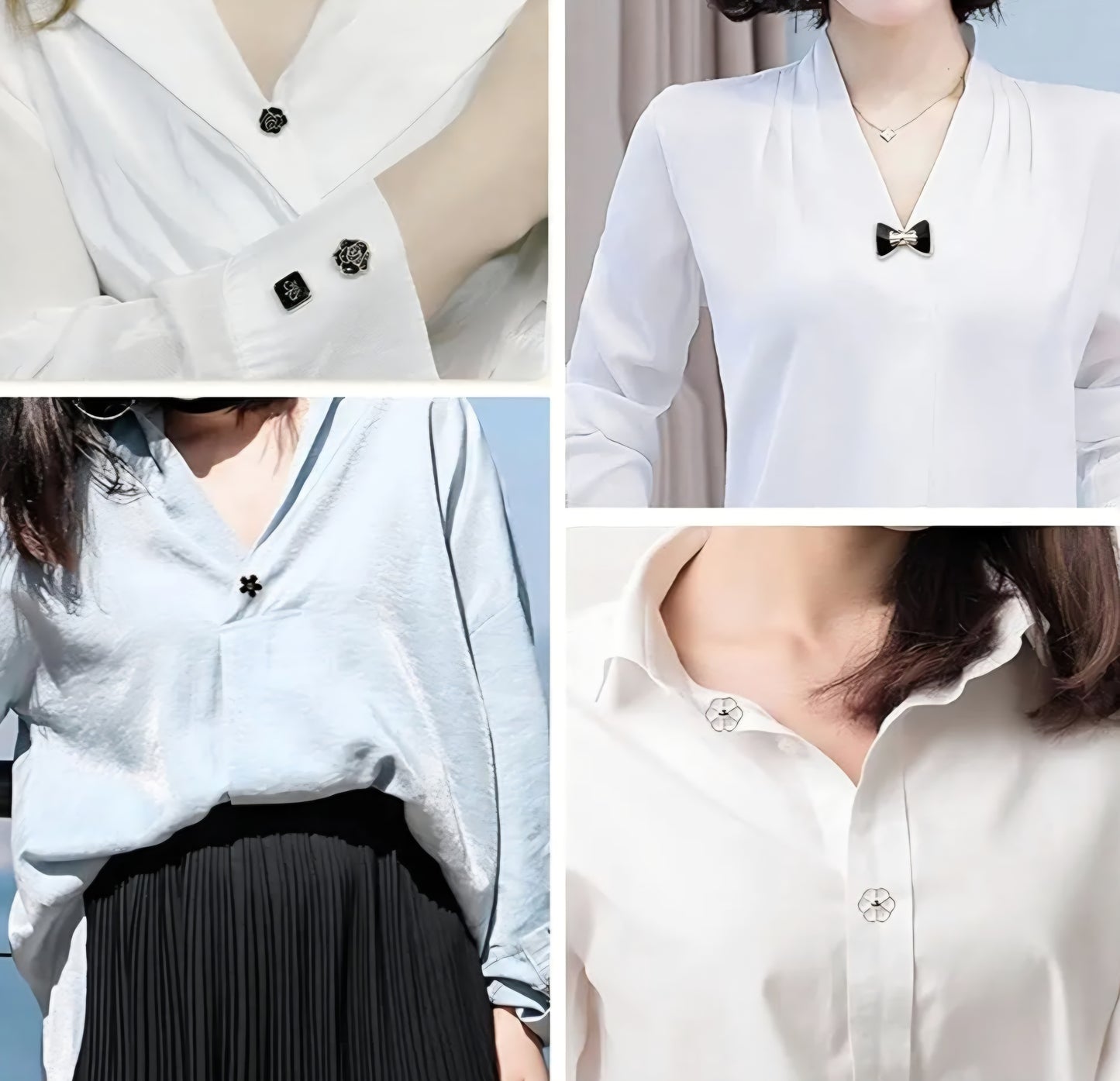 Chic Shirt Button Brooch Pins – Set of 10