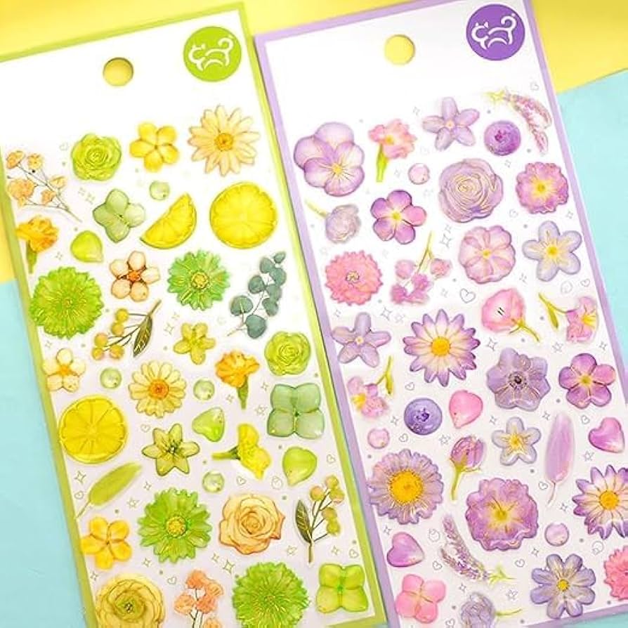 Blooming Crystal Flower Stickers Sheet 🌷✨