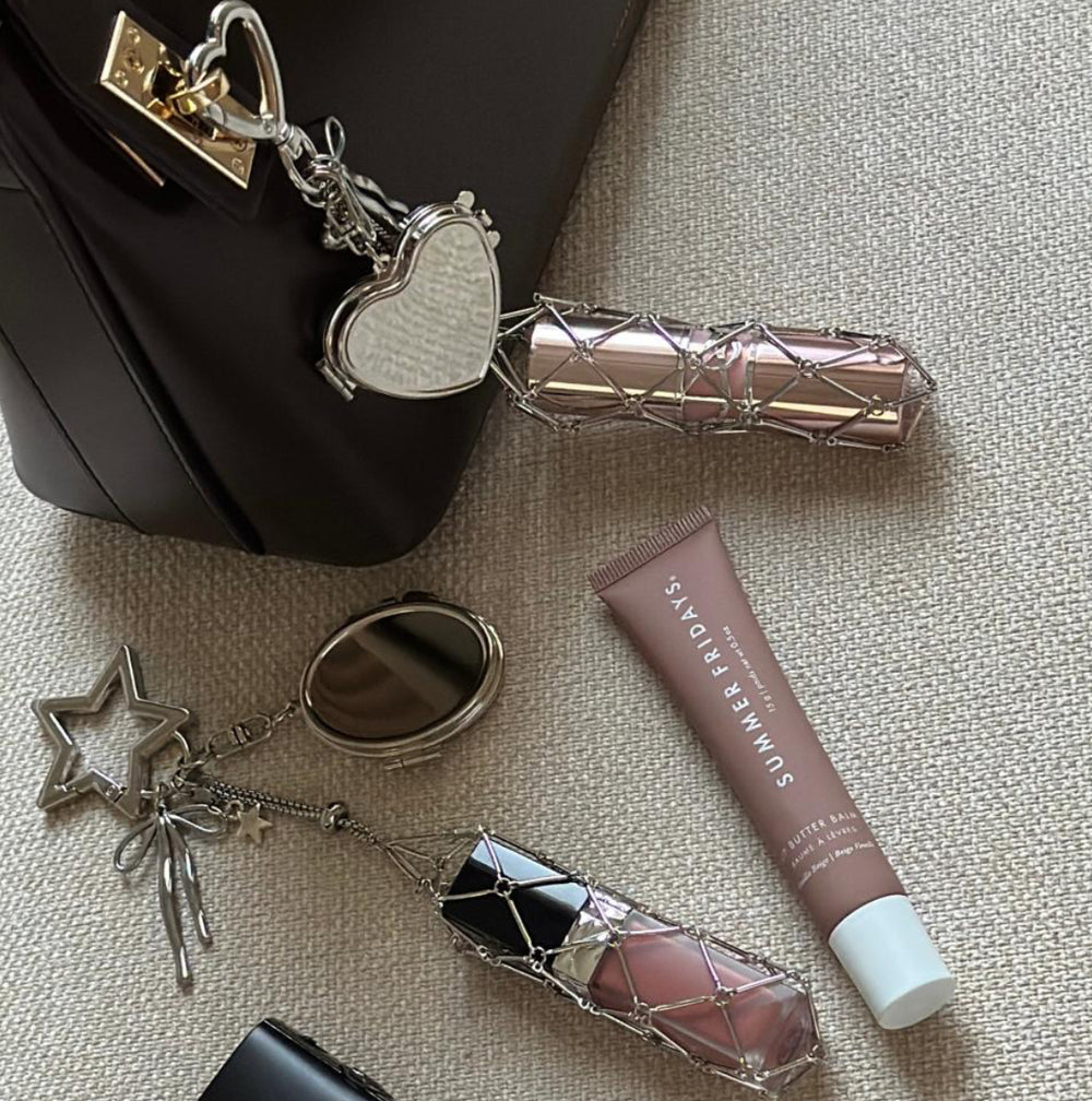 Viral Elegant Mirror Lipstick Bag Charm Holder Keychain Accessories