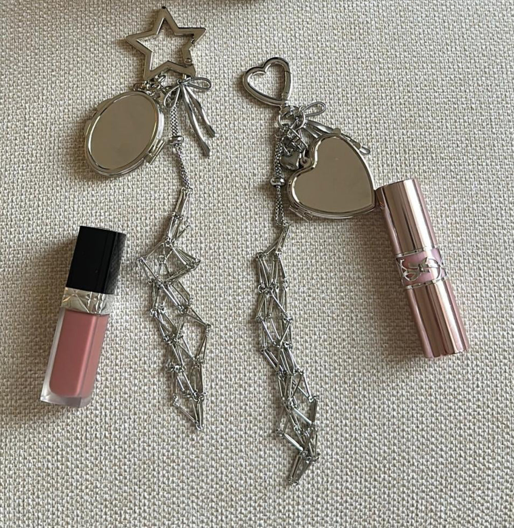 Viral Elegant Mirror Lipstick Bag Charm Holder Keychain Accessories