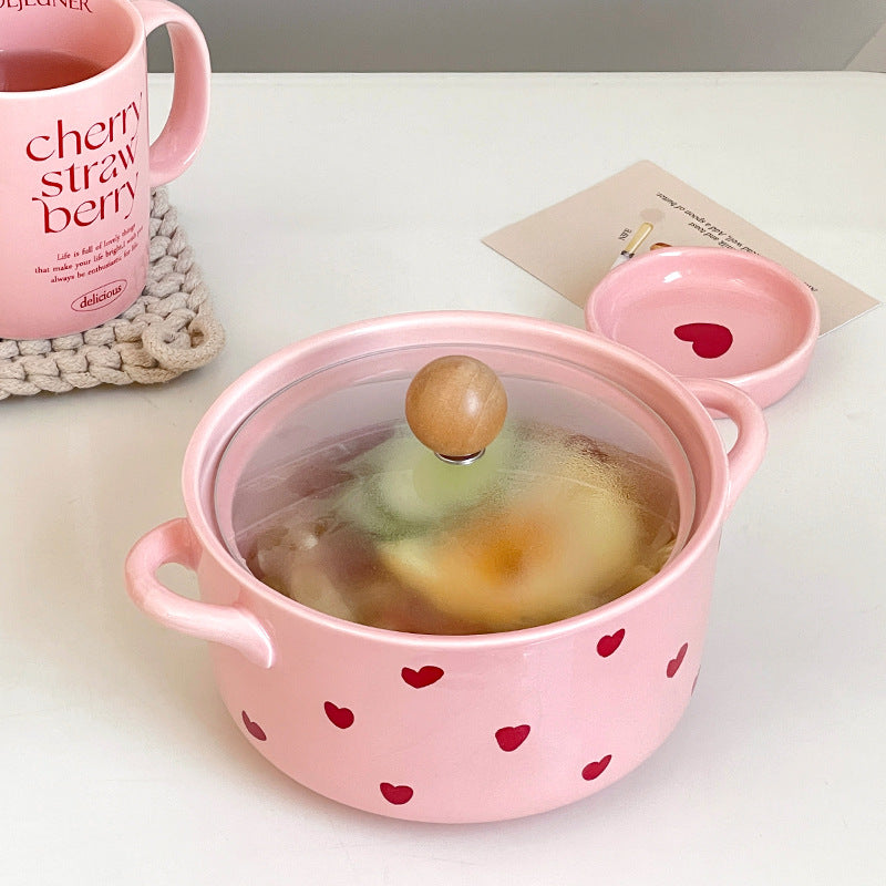 Pre- Order Pink Hearts Aesthetic Ramen Bowl