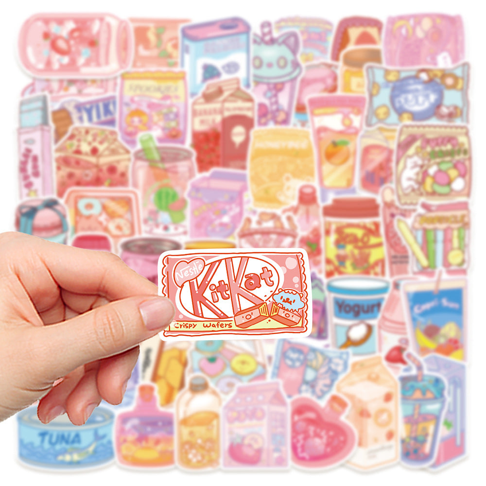 PS6 Set of 50 Kawaii Sweet Treats & Snacks Stickers Pack