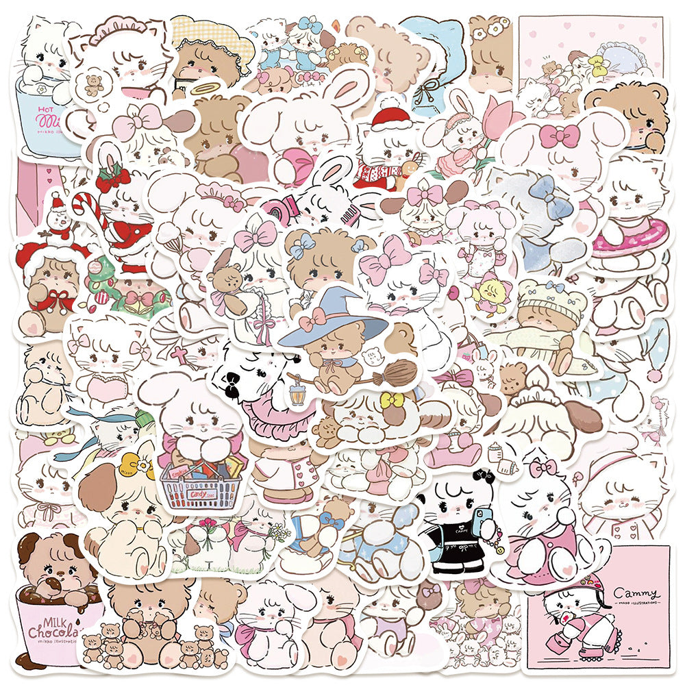 PS8 Set of 60 Mikko Cute Character Pastel Stickers Pack
