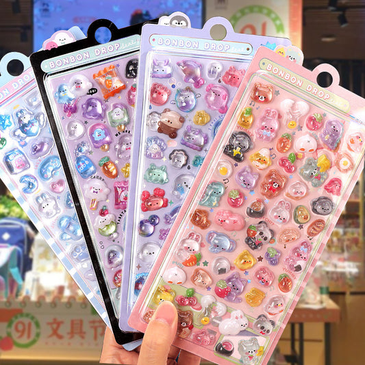 Set of 4 Bon Bon 3d Sticker Sheets