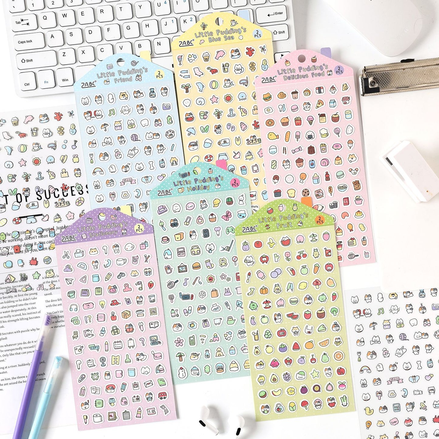 🍮 Little Pudding Mini Sticker Sheets (2pcs Set)
