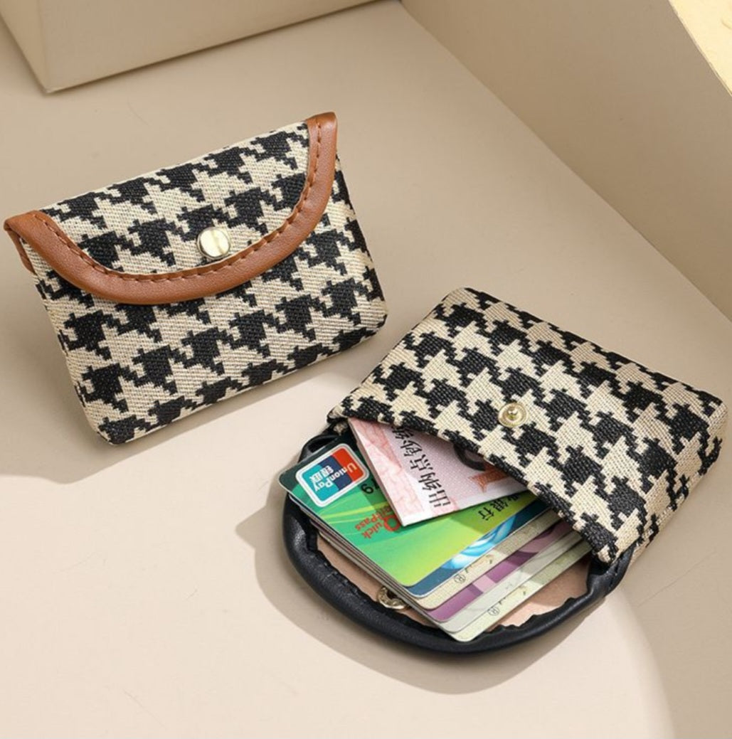 Classic Houndstooth Mini Multi Utility Wallet 🖤✨