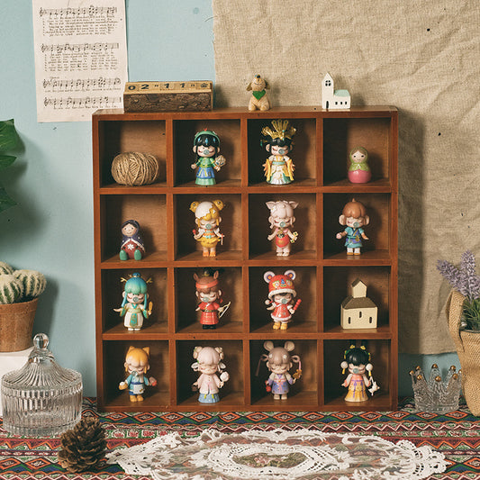 Pre - Order Wooden 12 Grid Display Organiser for Miniature Figurines Blind Box Storage Display
