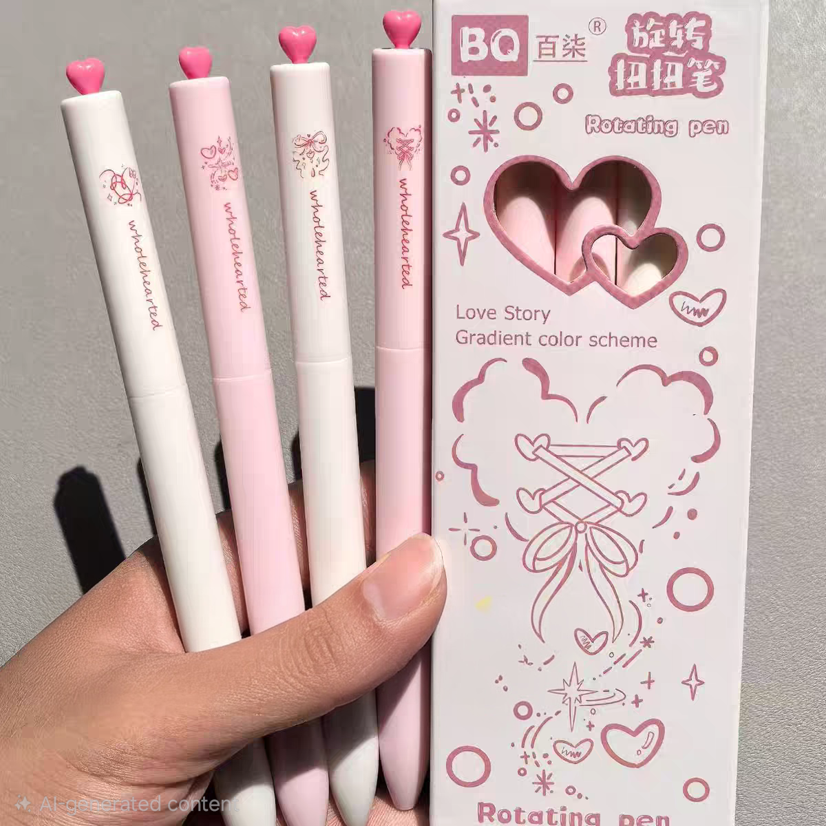 Set of 4 Heart Top Click Pens