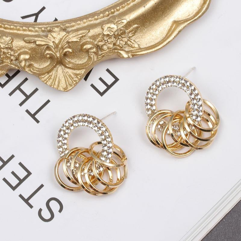 MM4 Korean Circle Stone Earrings