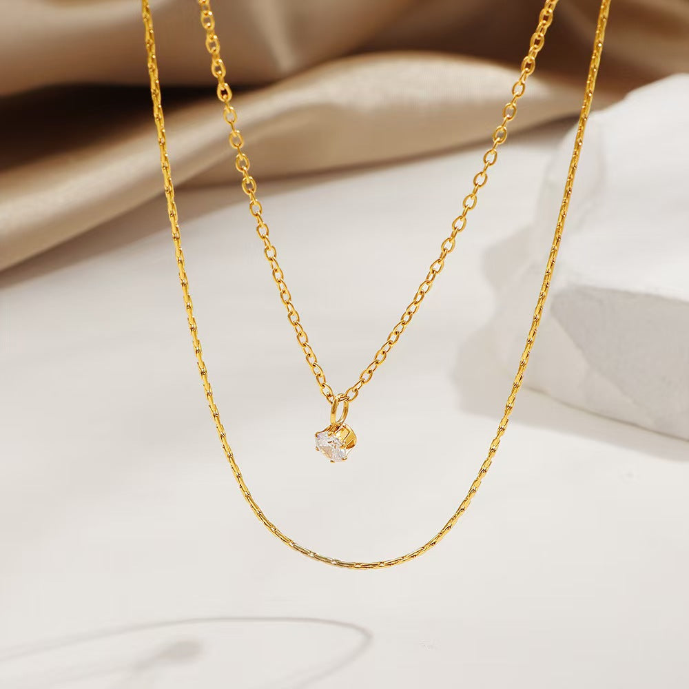MM7 Korean Gold Waterproof Double Layer Neckchain Necklace Chain