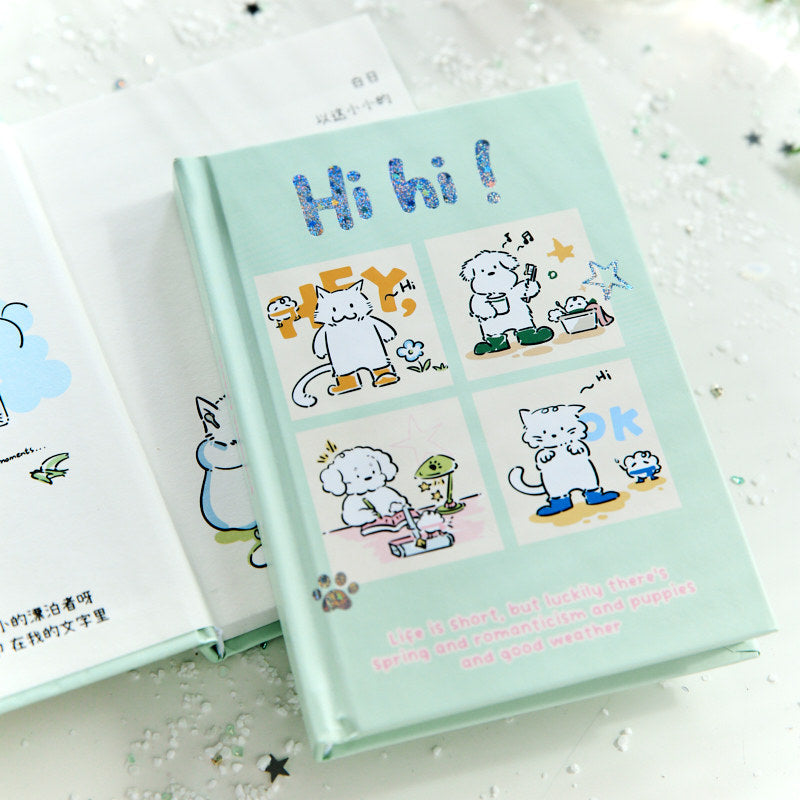 Kawaii Puppy & Cat Hardcover Notebook – Cute Aesthetic Journal