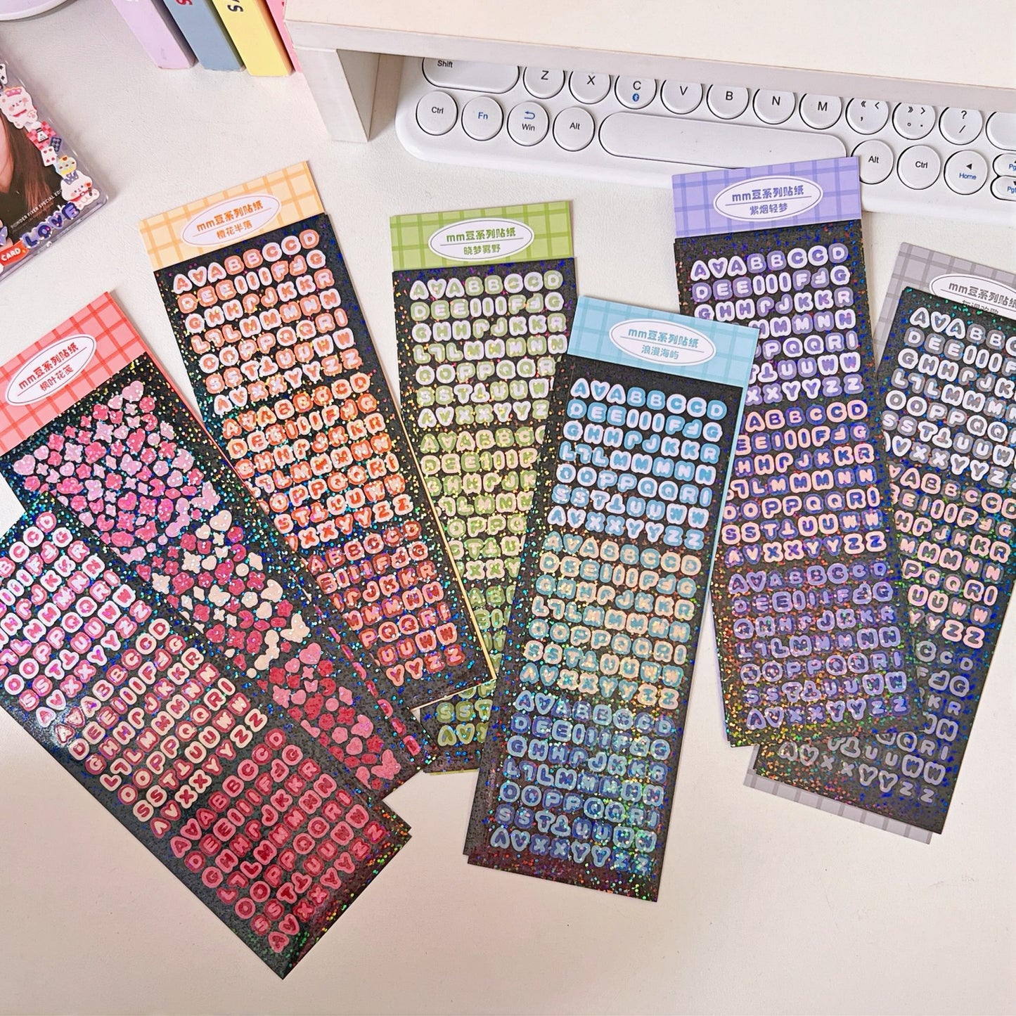 Glitter Alphabet & Number Sticker Set – 4 Sheets