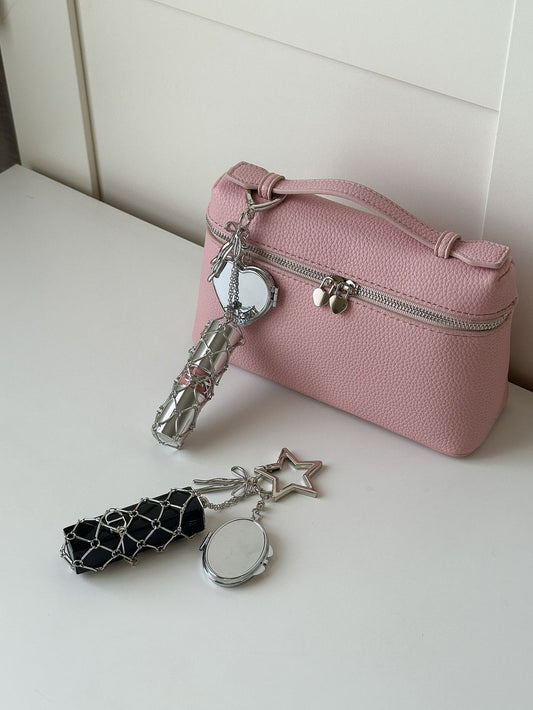 Viral Elegant Mirror Lipstick Bag Charm Holder Keychain Accessories